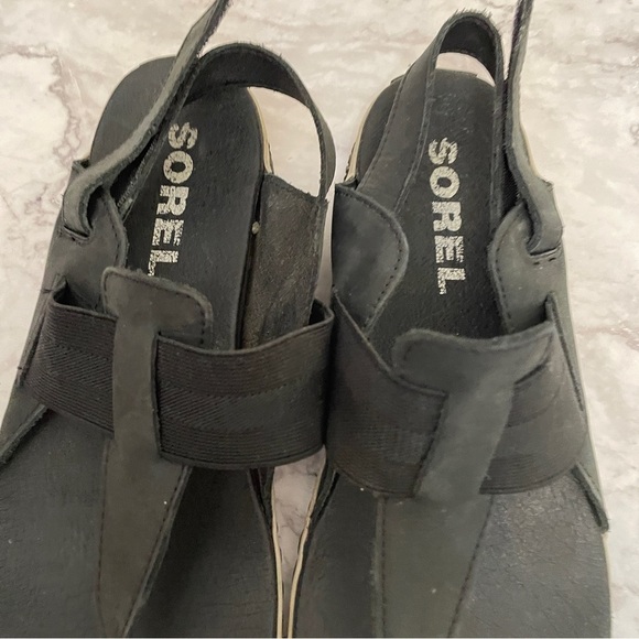 Sorel Size 10 Out N About Black Leather Slingback Thong Sandals NL 3259-010 shoe - Picture 5 of 13